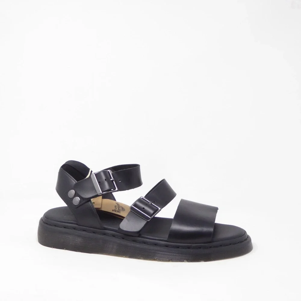 Dr. Martens Mens Gryphon Sandals Black Leather Strappy Buckle 12